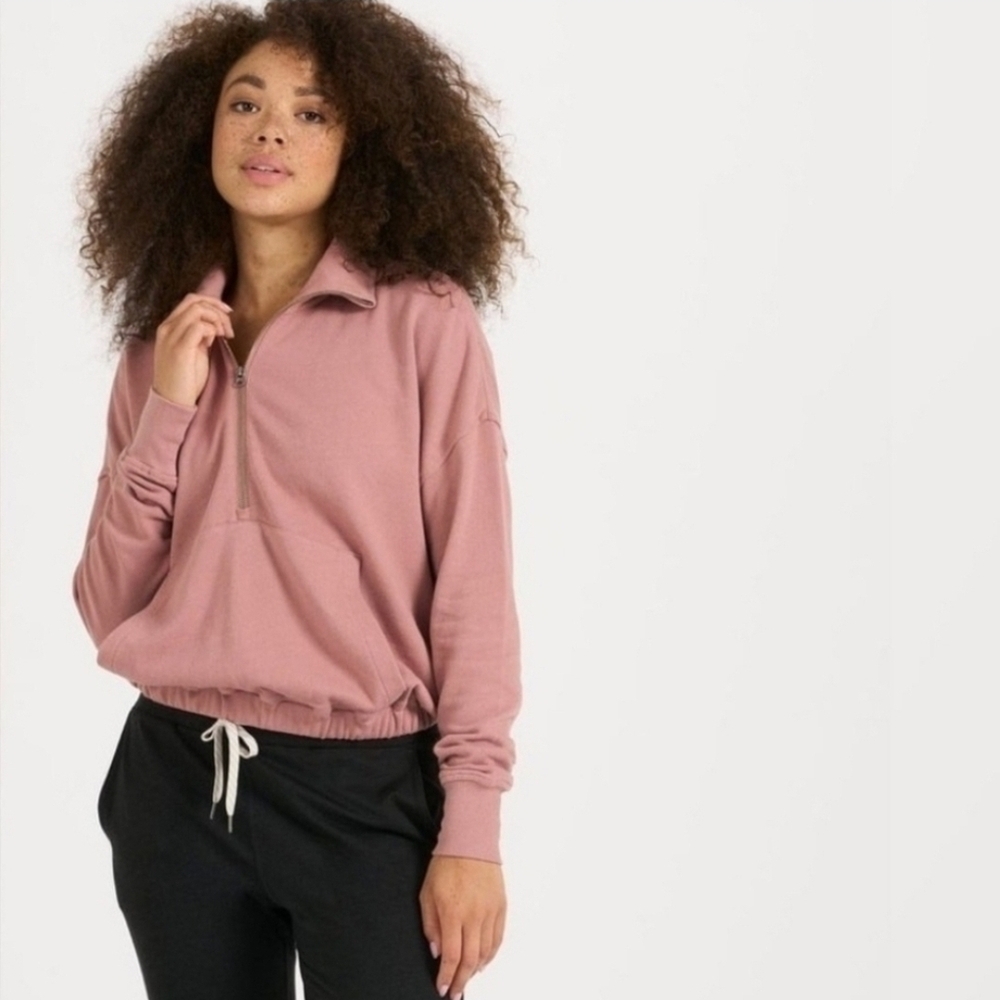 Vuori Brunt Clay | 3/4 Zip w/Kangaroo Long-Sleeve Pullover - Picture 2 of 6